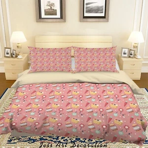3D Floral Easter Egg Pink Quilt Cover Set Duvet Cover Bedding Pillowcases - Picture 1 of 6