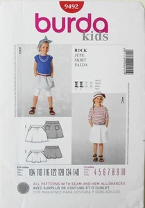 Burda 9492 Girls Jupe Skirt Falda Sewing Pattern Sz 4-5-6-7-8-9-10 - Picture 1 of 1