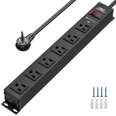 CRST 1875W 6 Outlet Heavy Duty Power Strip with Switch,Surge Protector,Mountable - Image 1 of 4