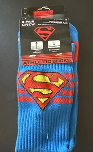 Superman Athletic Crew Socks 2-Pack shoe size 6 - 12 HYP Brand NWT DC Comics - Picture 1 of 4