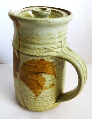 Vintage Ernest Bernard Jones Studio Pottery North Devon Coffee Tea Pot Hibiscus - Image 1 of 4