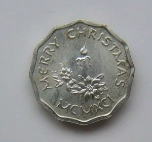 CHRISTMAS PUDDING, COIN, TOKEN, MINIATURE, WISH, STAR, HEXAGONAL, MCMXC1, 1991 - Picture 1 of 5