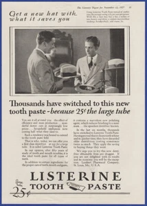 Vintage 1927 LISTERINE Tooth Paste Dental Hygiene Art Décor 1920's Print Ad - Picture 1 of 1