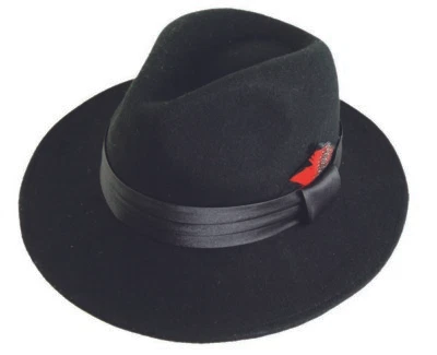 Sombrero para hombre 100 % lana estilo Fedora Trilby sombrero borgoña negro, rojo de Fortino  Foto 1 de 4
