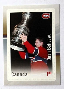 Sello postal de Canadá 2017 en honor a las leyendas canadienses del hockey Jean Bellevel Canadiens - Imagen 1 de 2