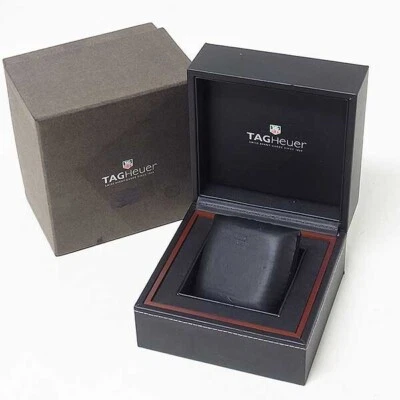 Caja Reloj Tag Heuer Original Vintage Caja Madera Cuero Negro 250524001yA Foto 1 de 4
