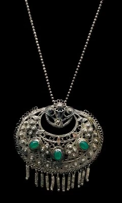 Colgante vintage de ley 925 y crisoprasa con cadena de ley 20,51 g Foto 1 de 4