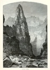Kanab Canyon Arizona, Colorado River, Historic America 1874 Antique Engraving - Picture 1 of 4