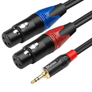 XLR Female to 3.5mm Y-Splitter Cable 10ft Unbalanced Audio Mic Patch Cord - Picture 1 of 7