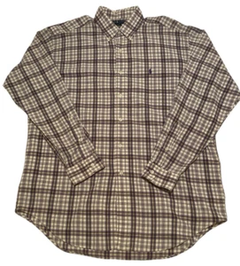 Camisa Polo Ralph Lauren Franela De Colección Para Hombres Ligera Púrpura A Cuadros Negra Talla L - Imagen 1 de 8