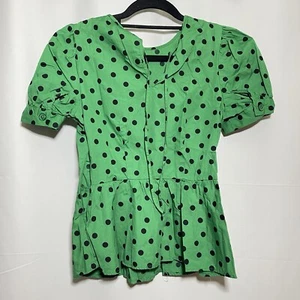 Who What Wear Damen Bluse grün & schwarz gepunktet Kurzarm Größe XS - Bild 1 von 4