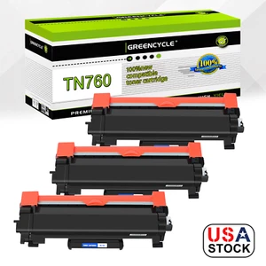 3PK TN760 Toner Cartridge for Brother HL-L2310D HL-L2350DW HL-L2370DN HL-L2395DW - Picture 1 of 24