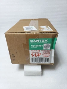 Box of 40 - Cantex 6141626 1-1/4" PVC Sch40 Couplings, Center Stop, UL/CSA,N£W - Picture 1 of 3