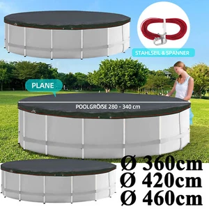 Abdeckplane Pool rund 360 - 460cm Abdeckung 100 g/m² PE Poolabdeckplane mit Seil - Bild 1 von 15