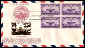 1938 IOWA centennial 100th Sc 838-18d FDC W. G. Crosby photo cachet (18A - Picture 1 of 1