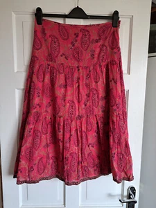 PER UNA Pink Paisley 100% Cotton Gypsy Skirt Size 12 L - Picture 1 of 6