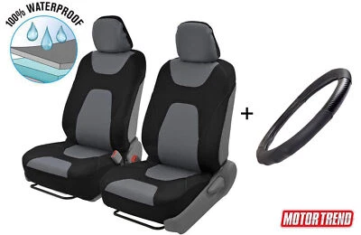 Juego de fundas de volante + asiento de coche impermeables tamaño estándar color negro Foto 1 de 4