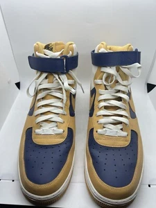 NIKE AIR FORCE 1 HIGH BY YOU ID NAVY BLUE YELLOW WHITE SZ 14 AQ3771-994 - Picture 1 of 8