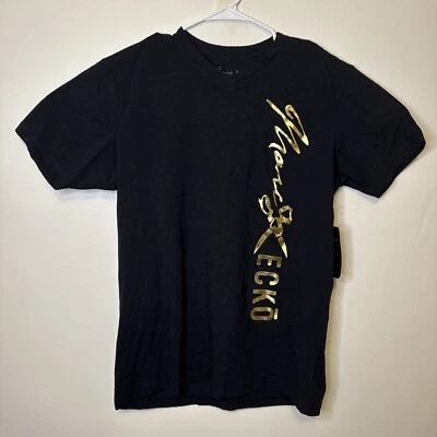 "Camiseta Marc Ecko corte y costura L negra y dorada nueva con etiquetas 21,5 x 30""" Foto 1 de 4