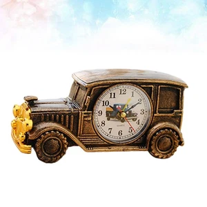 Car Shape Bronze Alarm Clock Desktop Bedside Clock Plastic Material - Picture 1 of 11