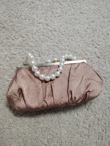 Vintage Jessica McClintock Clutch Tasche Perlengriff Satin - Bild 1 von 8