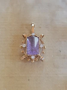14k Gold Amethyst Diamant Anhänger / Enhanser EURIPEAN CUT - Bild 1 von 10