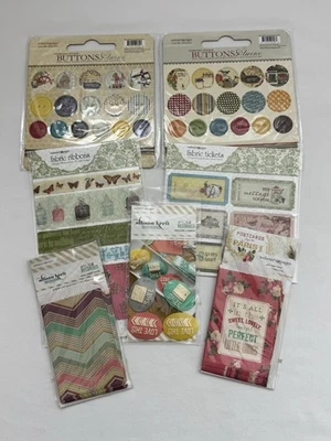 Websters Pages Lot Scrapbooking Embellishments Fabric Ribbon Mini Bags Buttons - Image 1 of 4