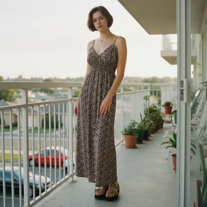 J For Justify XL Ditsy Micro Floral Slit Maxi Spaghetti Strap Dress Cottagecore - Picture 1 of 10