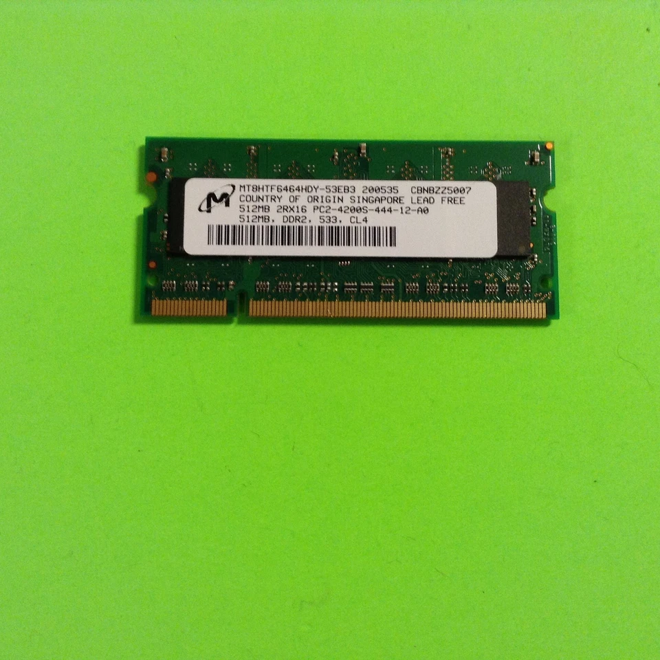 Micron MT8HTF6464HDY-53EB3 73P3843 512MB DDR2-533 (PC2-4200) PC2-4200S Random - Image 1 of 2