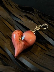 großes Glasherz handgefertigt rosa Clipverschluss / große Öse - Bild 1 von 7