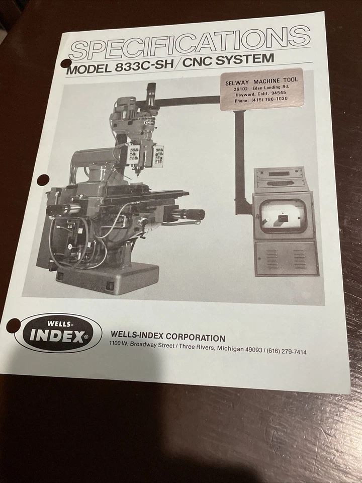 Технические характеристики системы ЧПУ Wells-Index модель 833C-SH - Изображение 1 из 1