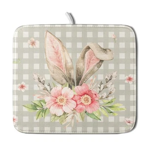 Spring Easter Dish Drying Mats for Kitchen Counter 16×18 Inch Cute Bunny Flow... - Picture 1 of 7