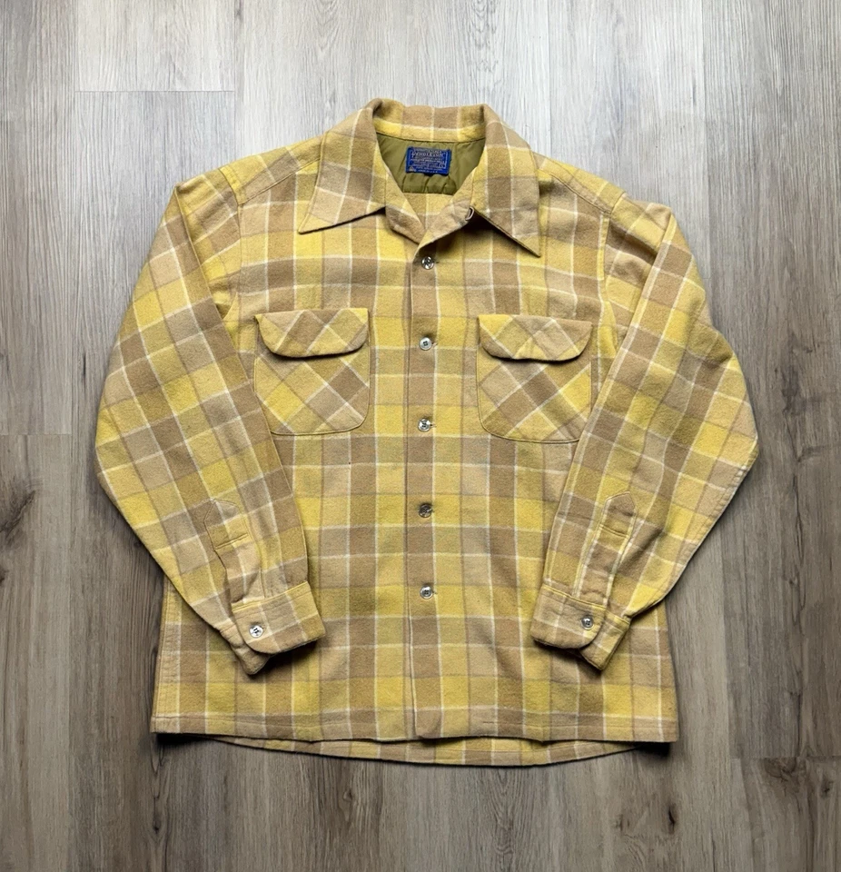 Camisa de Tablero Pendleton Años 70 De Colección Para Hombre Grande Tono Otoño Cuadros Sombra Lana Foto 1 de 4