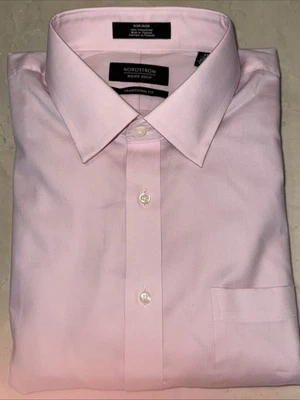 CAMISA DE VESTIR NORDSTROM PARA HOMBRE SIN PLANCHAR 100% ALGODÓN ROSA TALLA 17/34 $89 Foto 1 de 4