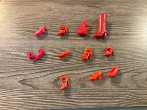 Lot of 11 Mattel Barbie Doll Red Single Shoes Boots Heels Sandals Singles - Picture 1 of 4