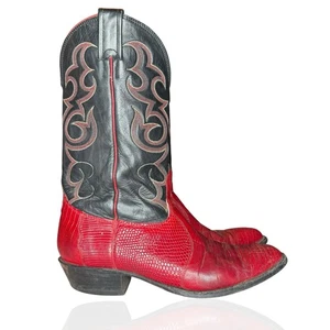 Stivali da cowboy western vintage Nocona esotici Teju in pelle di lucertola rossi da uomo 9 - Foto 1 di 12