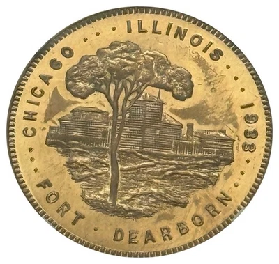 1933 - Medalla del Siglo de Progreso de Chicago, medalla Fort Dearborn - NGC MS 63 Foto 1 de 3