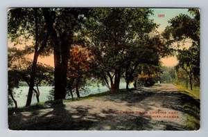 Postal de recuerdo vintage de Wichita KS-Kansas, Riverside Drive mirando hacia el oeste, c1912 - Imagen 1 de 2