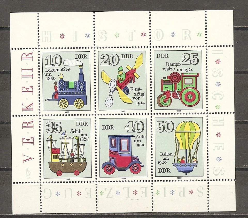 GDR 1980 Different Transport's Toys Sheet of 6 MNH Scott#2149 LOT1 - Image 1 of 1