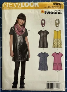 New Look 6320 TWEENS Dress w Neckline Variations & Scarf Size 8-16 UNCUT FF - Picture 1 of 4