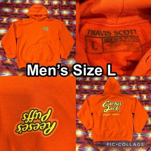 Travis Scott Reese’s Puffs Cactus Jack Orange Pullover Sweater Hoodie Mens Large - Picture 1 of 10