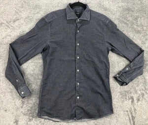Camisa Ermenegildo Zegna Para Hombres Grande Azul Patrón de Lunares Vestido Manga Larga Elastizado - Imagen 1 de 18