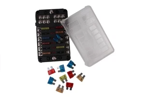 KFZ Sicherungshalter Sicherungskasten 12fach mit Sicherungen LKW Boot Status LED - Bild 1 von 6