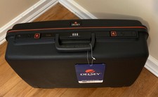Vintage Delsey Club Deluxe Hardshell Black Suitcase, Combination Lock & Keys 20"