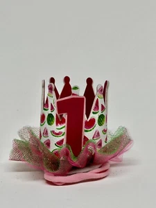 Baby First Birthday Hat Crown Gold Watermelon w Elastic Small Photo Shoot Party - Picture 1 of 9