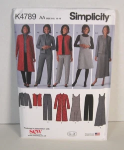 Simplicity 4789 Easy Pants, Vest, Jacket & Jumper Misses' 10-18 Pattern Uncut - Picture 1 of 2