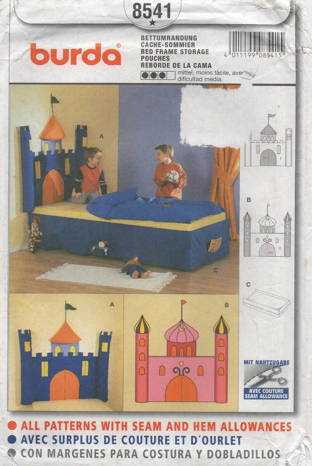  Burda Sewing Pattern 8541 Castle Bed Headboard Storage Boy or Girl Single Bed - Image 1 of 4