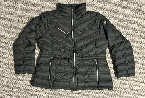 Giacca Michael Kors donna extra large grigio scuro imbottibile imbottitura zip intera