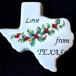 "Imán de refrigerador de Navidad de cerámica en forma de estado Love from TEXAS 3"" Marvelyn" - Imagen 1 de 8