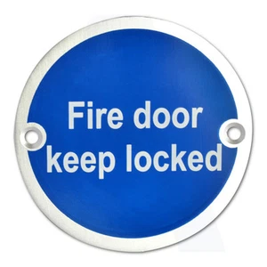 Asec AS4534 Stainless Steel Metal "Fire Door Keep Locked" Warning Sign - Picture 1 of 1